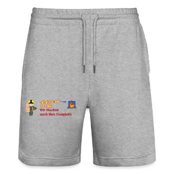 Wir löschen auch ihre Festplatte - Feuerwehr - Stanley/Stella Unisex Bio Joggingshorts Trainer  - Grau meliert - Vorne - Nik (191cm) & Marisol (170cm)