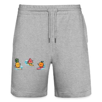 Fruit Cocktail Surfer : Divertissement Tropical Summer - Short de jogging bio TRAINER Stanley/Stella unisexe - gris chiné - Devant - Nik (191cm) & Marisol (170cm)
