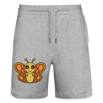 Sunny Chibi Butterfly - Stanley/Stella Trainer Unisex Organic Jogging Shorts - heather grey - Front - Nik (191cm) & Marisol (170cm)
