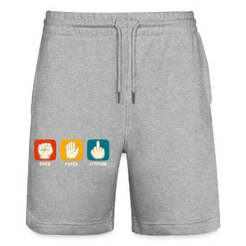 Sarkastische Stein-Papier-Einstellung Lustiger Sar - Stanley/Stella Unisex Bio Joggingshorts Trainer  - Grau meliert - Vorne - Nik (191cm) & Marisol (170cm)