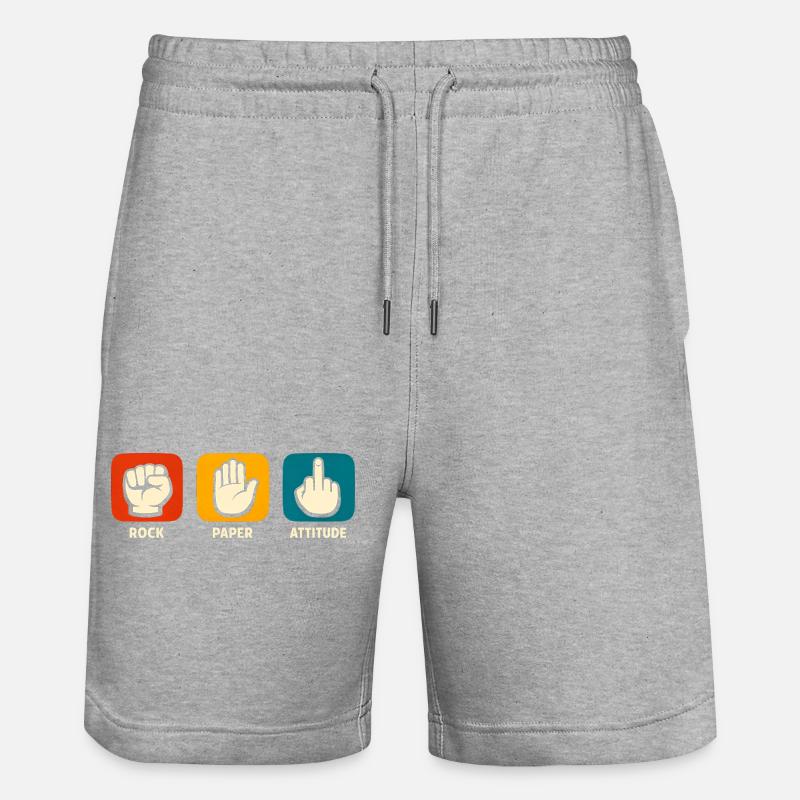 Sarkastische Stein-Papier-Einstellung Lustiger Sar - Stanley/Stella Unisex Bio Joggingshorts Trainer  - Grau meliert