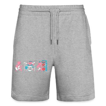 Rawk Pigs Drum Band - Short de jogging bio TRAINER Stanley/Stella unisexe - gris chiné - Devant - Nik (191cm) & Marisol (170cm)