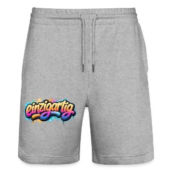 Einzigartig Graffiti Schriftzug - Stanley/Stella Unisex Bio Joggingshorts Trainer  - Grau meliert - Vorne - Nik (191cm) & Marisol (170cm)