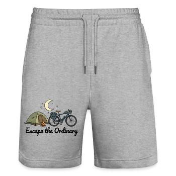 Le bikepacking : l’art de l’échappatoire à l’aventure ordinaire - Short de jogging bio TRAINER Stanley/Stella unisexe - gris chiné - Devant - Nik (191cm) & Marisol (170cm)