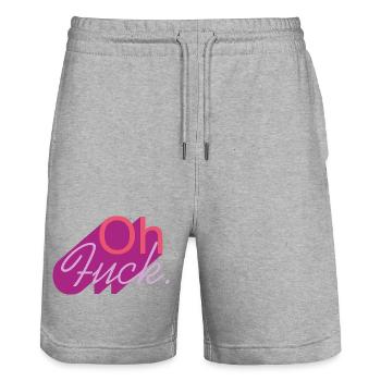 Oh Fuck Script in Purple Hue - Stanley/Stella Unisex Bio Joggingshorts Trainer  - Grau meliert - Vorne - Nik (191cm) & Marisol (170cm)