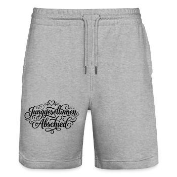 Junggesellinnenabschied Herz Jga - Stanley/Stella Unisex Bio Joggingshorts Trainer  - Grau meliert - Vorne - Nik (191cm) & Marisol (170cm)