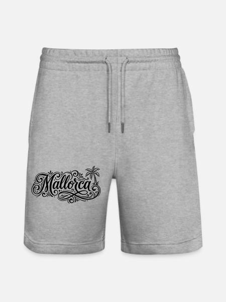 Mallorca Schrift Palmen - Stanley/Stella Unisex Bio Joggingshorts Trainer - Grau meliert