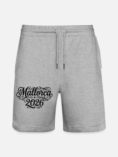 Mallorca 2026 Palme - Stanley/Stella Unisex Bio Joggingshorts Trainer - Grau meliert