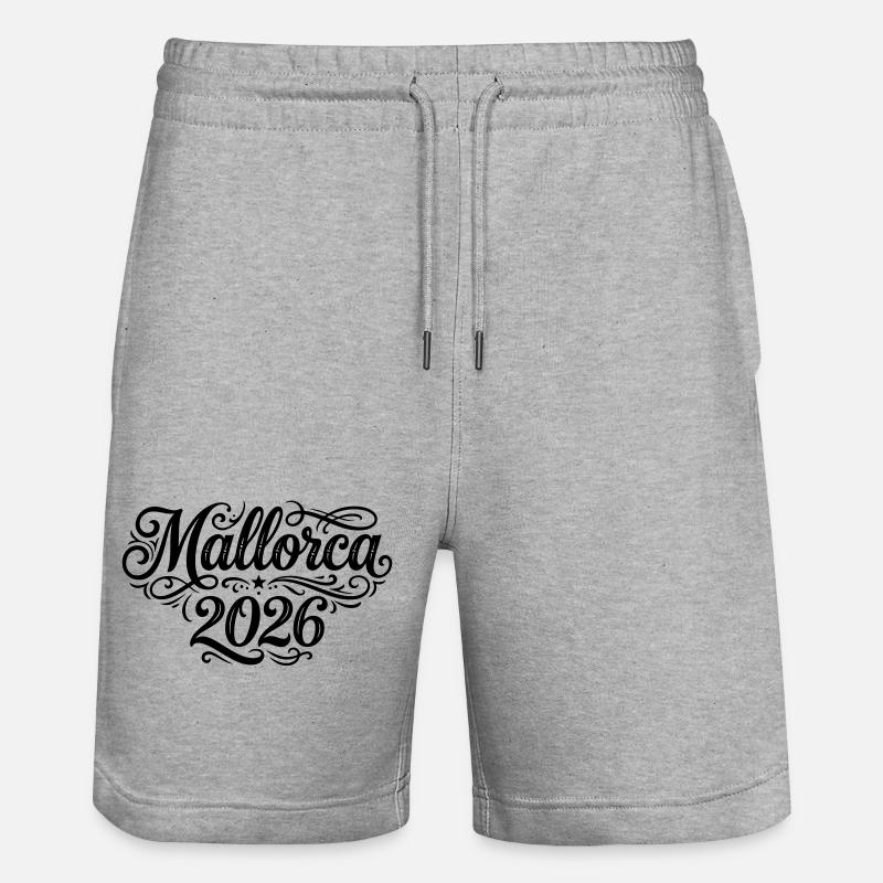 Mallorca 2026 Palm Tree - Stanley/Stella Trainer Unisex Organic Jogging Shorts - heather grey