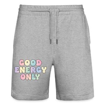 Bonne énergie, seulement un motif d’ondes positives - Short de jogging bio TRAINER Stanley/Stella unisexe - gris chiné - Devant - Nik (191cm) & Marisol (170cm)