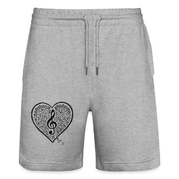 Musique Clé de cœur son d’amour - Short de jogging bio TRAINER Stanley/Stella unisexe - gris chiné - Devant - Nik (191cm) & Marisol (170cm)