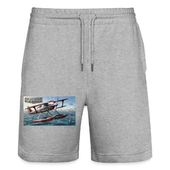 The Golden Age of Air Racing - Stanley/Stella Trainer Unisex Organic Jogging Shorts - heather grey - Front - Nik (191cm) & Marisol (170cm)