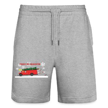 Feuerwehr Weihnachtsbaum Truck - Stanley/Stella Unisex Bio Joggingshorts Trainer  - Grau meliert - Vorne - Nik (191cm) & Marisol (170cm)