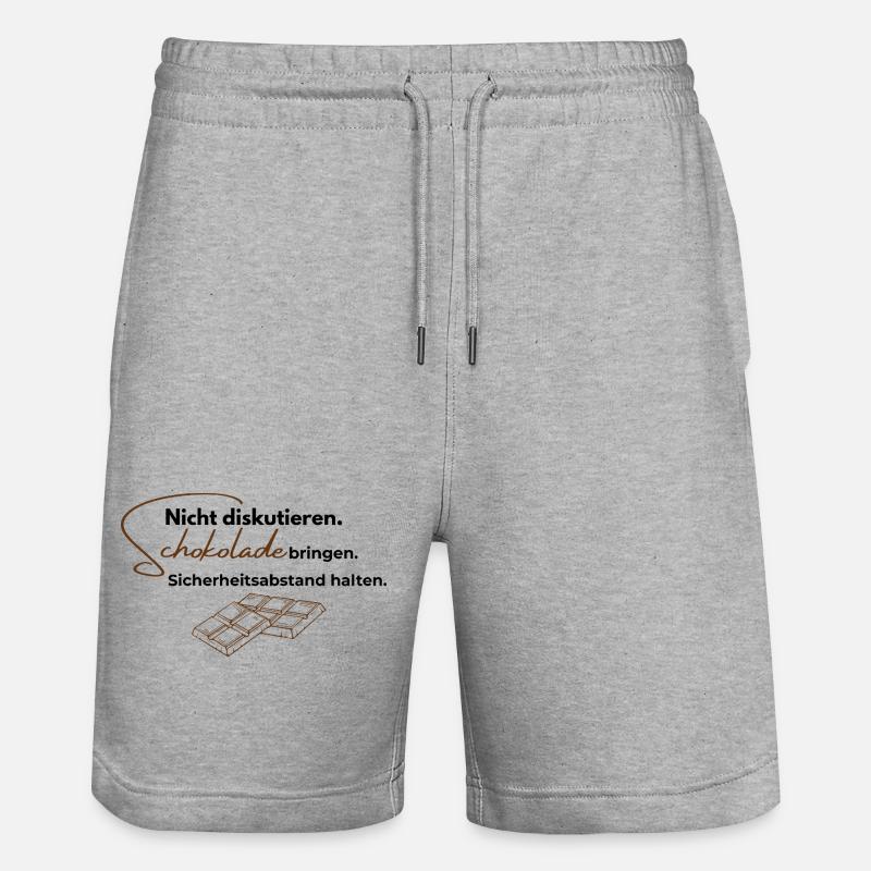 Nicht diskutieren. Schokolade bringen. - Stanley/Stella Unisex Bio Joggingshorts Trainer  - Grau meliert