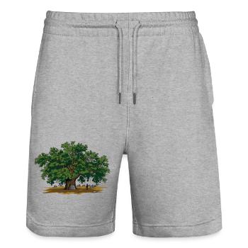 Eiche - Stanley/Stella Unisex Bio Joggingshorts Trainer  - Grau meliert - Vorne - Nik (191cm) & Marisol (170cm)
