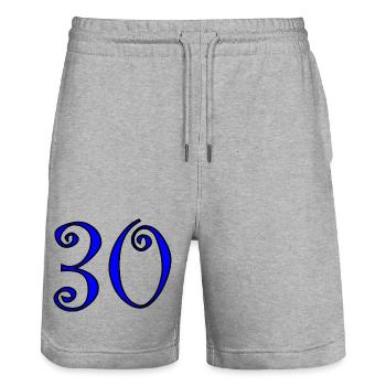 30. 30 ANS. 30e ANNIVERSAIRE. ANNIVERSAIRE 30 ANS. - Short de jogging bio TRAINER Stanley/Stella unisexe - gris chiné - Devant - Nik (191cm) & Marisol (170cm)