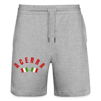 Acerra Crossed Italian Flags  - Stanley/Stella Trainer Unisex Organic Jogging Shorts - heather grey - Front - Nik (191cm) & Marisol (170cm)