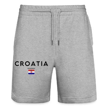 Kroatien-Flagge, elegantes minimalistisches Design - Stanley/Stella Unisex Bio Joggingshorts Trainer  - Grau meliert - Vorne - Nik (191cm) & Marisol (170cm)