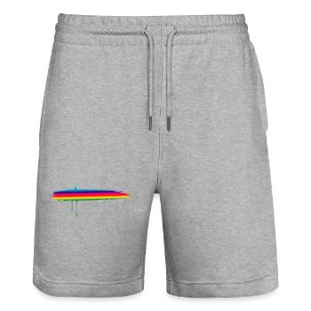 Rainbow Brush Stroke Gradient Splash - Stanley/Stella Trainer Unisex Organic Jogging Shorts - heather grey - Front - Nik (191cm) & Marisol (170cm)