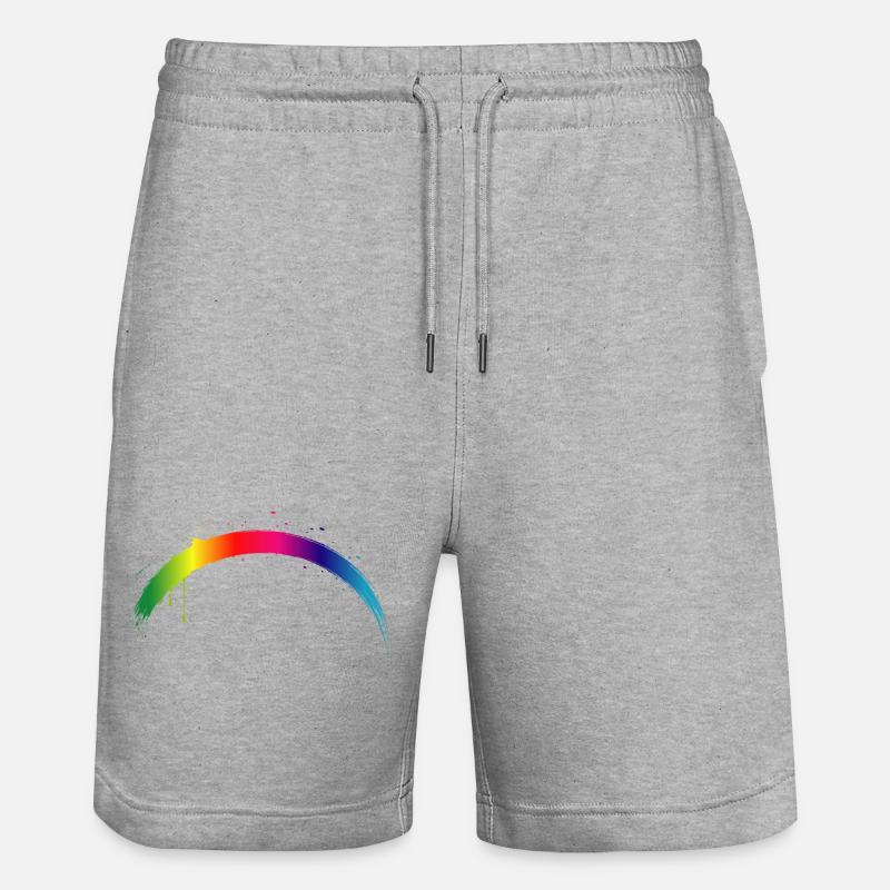 Rainbow Arc Gradient Splash Art - Stanley/Stella Trainer Unisex Organic Jogging Shorts - heather grey