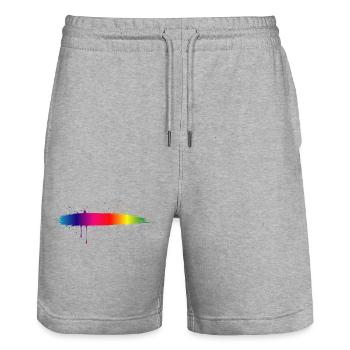 Rainbow Brush Stroke Gradient Splash - Stanley/Stella Trainer Unisex Organic Jogging Shorts - heather grey - Front - Nik (191cm) & Marisol (170cm)