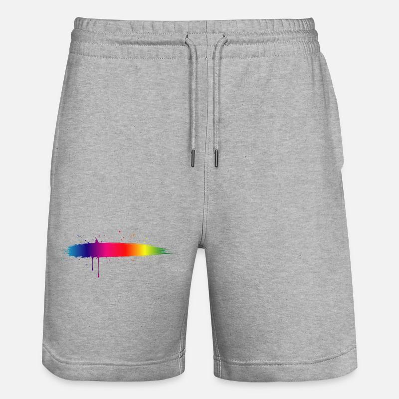 Rainbow Brush Stroke Gradient Splash - Stanley/Stella Trainer Unisex Organic Jogging Shorts - heather grey