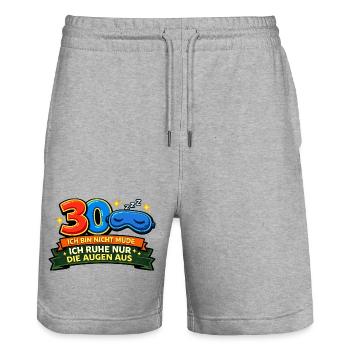 30 Nicht müde Augenruhe Design - Stanley/Stella Unisex Bio Joggingshorts Trainer  - Grau meliert - Vorne - Nik (191cm) & Marisol (170cm)
