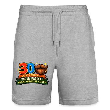 Officially 30: My beard is growing faster - Stanley/Stella Trainer Unisex Organic Jogging Shorts - heather grey - Front - Nik (191cm) & Marisol (170cm)