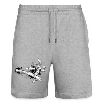 Heavy Metal Osterhase Rocker Ostern Hardcore Hase - Stanley/Stella Unisex Bio Joggingshorts Trainer  - Grau meliert - Vorne - Nik (191cm) & Marisol (170cm)