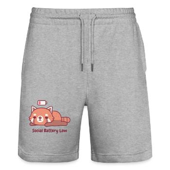 Cute Tired Red Panda Introvert Social Battery Low - Stanley/Stella Trainer Unisex Organic Jogging Shorts - heather grey - Front - Nik (191cm) & Marisol (170cm)