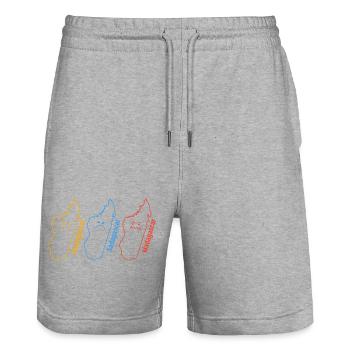 Geography Geographer Funny Gladagascar Sadagascar - Stanley/Stella Trainer Unisex Organic Jogging Shorts - heather grey - Front - Nik (191cm) & Marisol (170cm)