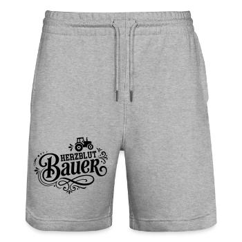 Herzblut Bauer Traktor - Stanley/Stella Unisex Bio Joggingshorts Trainer  - Grau meliert - Vorne - Nik (191cm) & Marisol (170cm)