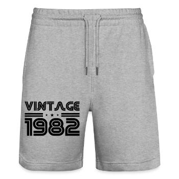Original 1982 Vintage Vintage Rétro Anniversaire  - Short de jogging bio TRAINER Stanley/Stella unisexe - gris chiné - Devant - Nik (191cm) & Marisol (170cm)