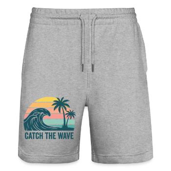 Surf Shirt Waves Sea Retro Surfer Cadeau - Short de jogging bio TRAINER Stanley/Stella unisexe - gris chiné - Devant - Nik (191cm) & Marisol (170cm)