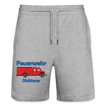 Feuerwehr Oldtimer  - Stanley/Stella Unisex Bio Joggingshorts Trainer  - Grau meliert - Vorne - Nik (191cm) & Marisol (170cm)