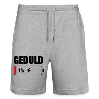 Geduld 1% Lustige Sprüche Lustig Sprüche - Stanley/Stella Unisex Bio Joggingshorts Trainer  - Grau meliert - Vorne - Nik (191cm) & Marisol (170cm)