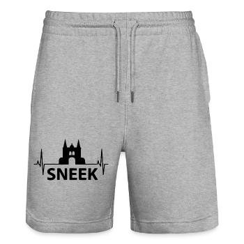Sneek Heartbeat Friesland Design - Stanley/Stella Unisex Bio Joggingshorts Trainer  - Grau meliert - Vorne - Nik (191cm) & Marisol (170cm)