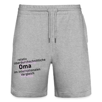 überdurchschnittliche oma - Stanley/Stella Unisex Bio Joggingshorts Trainer  - Grau meliert - Vorne - Nik (191cm) & Marisol (170cm)