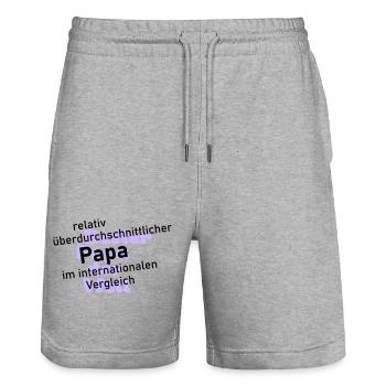 überdurchschnittlicher papa - Stanley/Stella Unisex Bio Joggingshorts Trainer  - Grau meliert - Vorne - Nik (191cm) & Marisol (170cm)