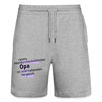 überdurchschnittlicher opa - Stanley/Stella Unisex Bio Joggingshorts Trainer  - Grau meliert - Vorne - Nik (191cm) & Marisol (170cm)