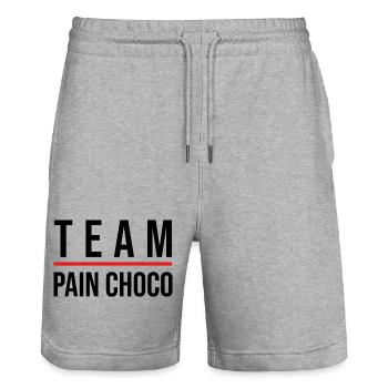 Team chocolate bread - Stanley/Stella Trainer Unisex Organic Jogging Shorts - heather grey - Front - Nik (191cm) & Marisol (170cm)