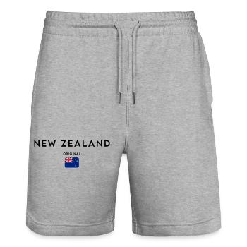 New Zealand pride, minimalist sleek design - Stanley/Stella Trainer Unisex Organic Jogging Shorts - heather grey - Front - Nik (191cm) & Marisol (170cm)