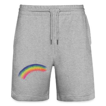 Regenbogen Pinselbogen - Stanley/Stella Unisex Bio Joggingshorts Trainer  - Grau meliert - Vorne - Nik (191cm) & Marisol (170cm)