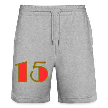 15. 15 ANS. 15e ANNIVERSAIRE. ANNIVERSAIRE 15 ANS. - Short de jogging bio TRAINER Stanley/Stella unisexe - gris chiné - Devant - Nik (191cm) & Marisol (170cm)