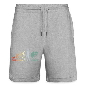 Plumber Evolution - Stanley/Stella Trainer Unisex Organic Jogging Shorts - heather grey - Front - Nik (191cm) & Marisol (170cm)