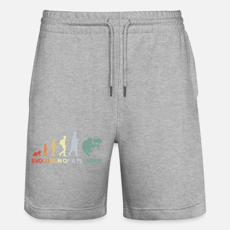 Plumber Evolution - Stanley/Stella Trainer Unisex Organic Jogging Shorts - heather grey