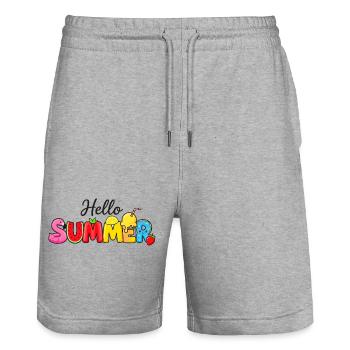 Hallo Sommer-Frutti-Briefe - Stanley/Stella Unisex Bio Joggingshorts Trainer  - Grau meliert - Vorne - Nik (191cm) & Marisol (170cm)