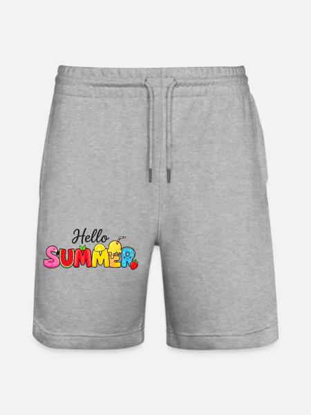 Hello Summer Frutti Letters - Stanley/Stella Trainer Unisex Organic Jogging Shorts - heather grey
