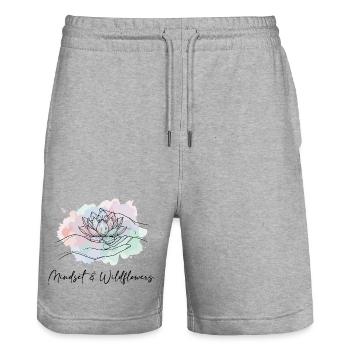 Mindset Wildflowers Flowers Boho Nature Saying - Stanley/Stella Trainer Unisex Organic Jogging Shorts - heather grey - Front - Nik (191cm) & Marisol (170cm)