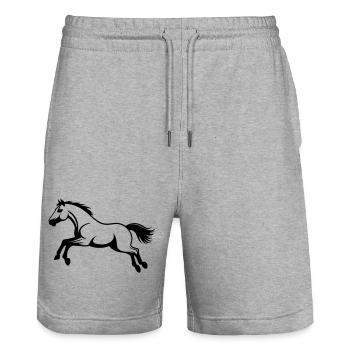 Pferdestil-Sprung - Stanley/Stella Unisex Bio Joggingshorts Trainer  - Grau meliert - Vorne - Nik (191cm) & Marisol (170cm)